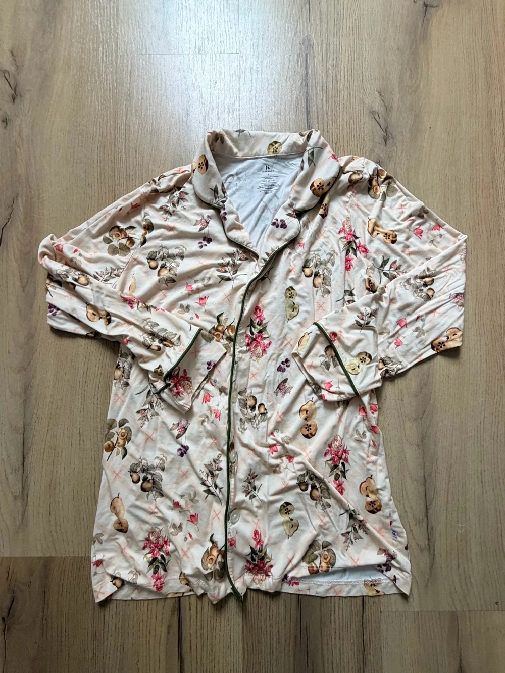 Ladies Fall Floral & Fruit Print Pink Pajama Bottoms